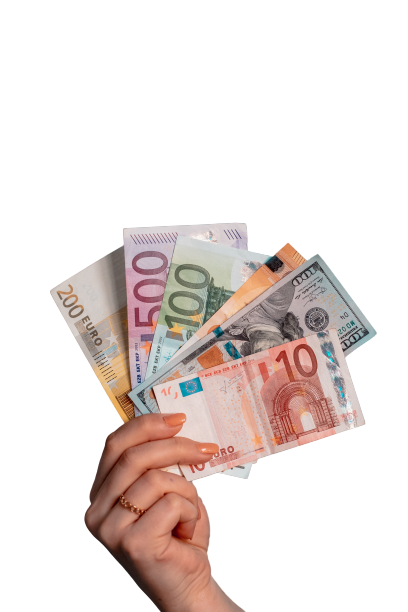 Person holding euro notes transparent background PNG
