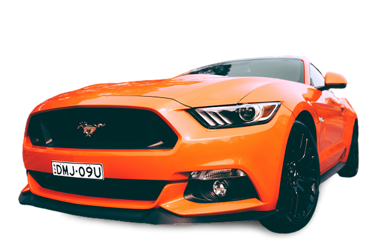 Orange Mustang car transparent background PNG