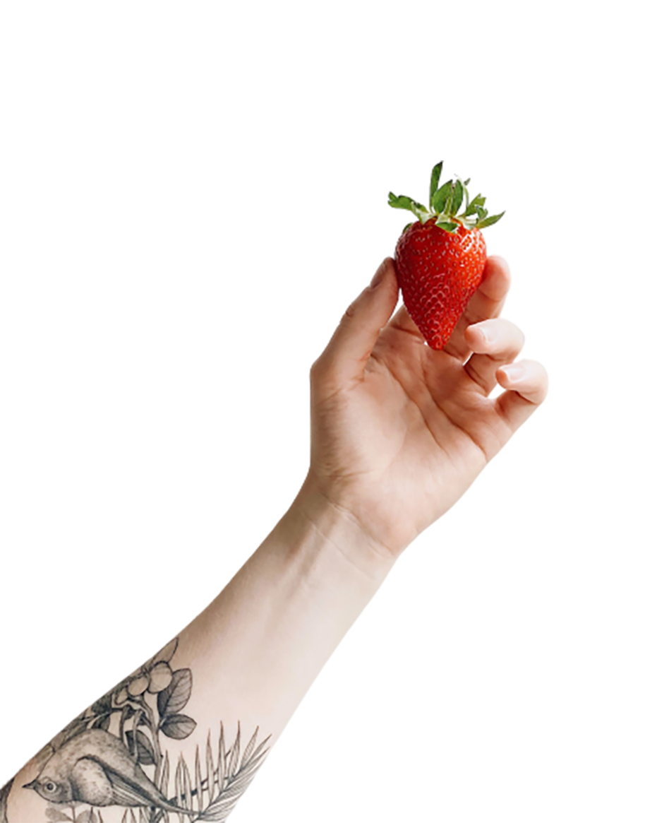 Strawberry in hand transparent background PNG