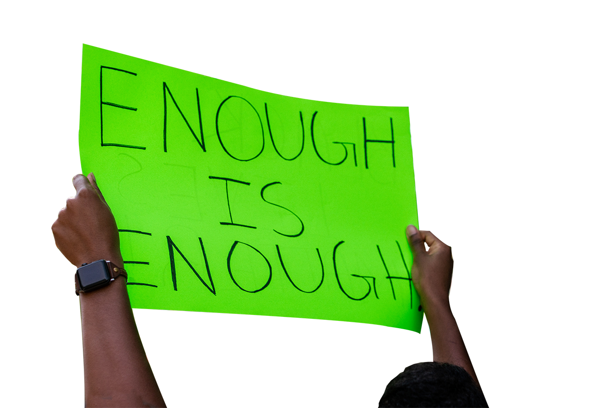 Man with a poster is in a movement transparent background PNG 