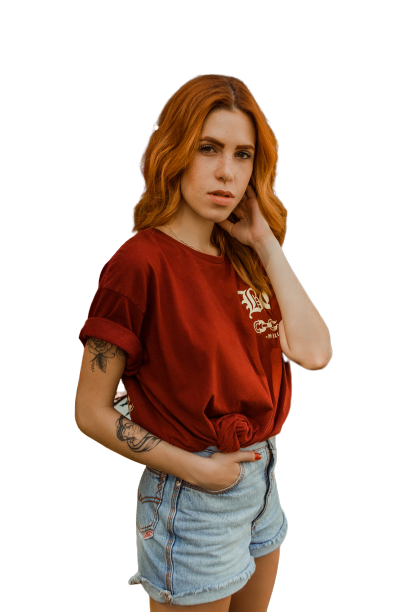 Girl with red shirt Transparent Background PNG 