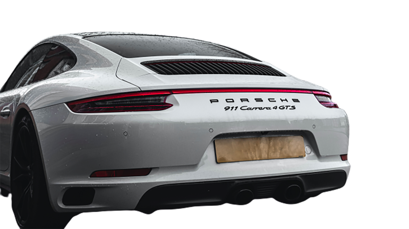 White Porsche car transparent background PNG