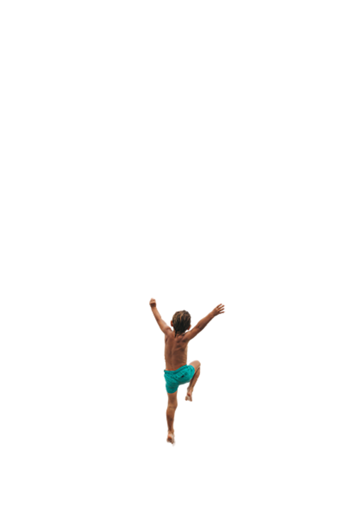 Young boy running and jumping transparent background PNG