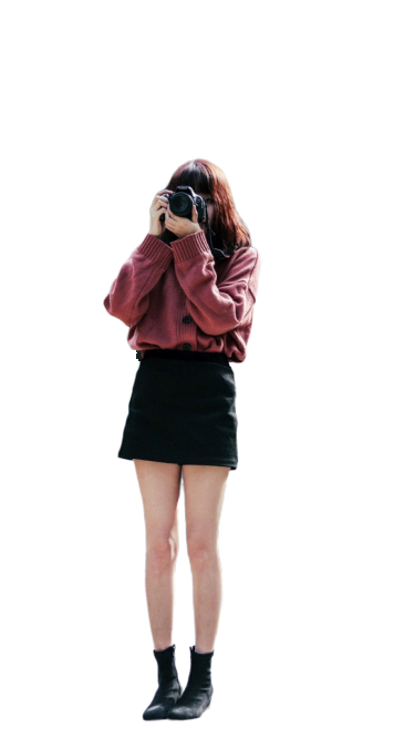 Girl with black skirt Transparent Background PNG   