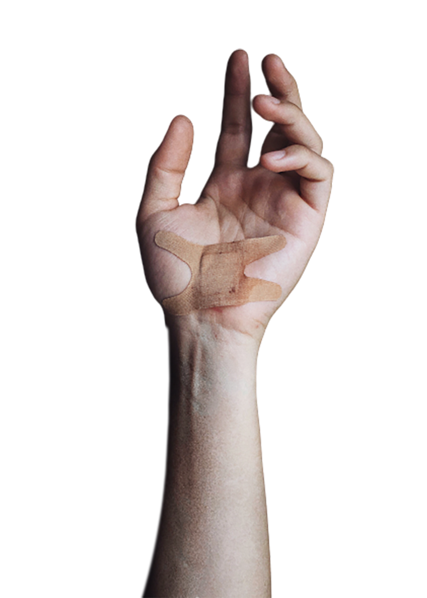 Medical patch on palm transparent background PNG