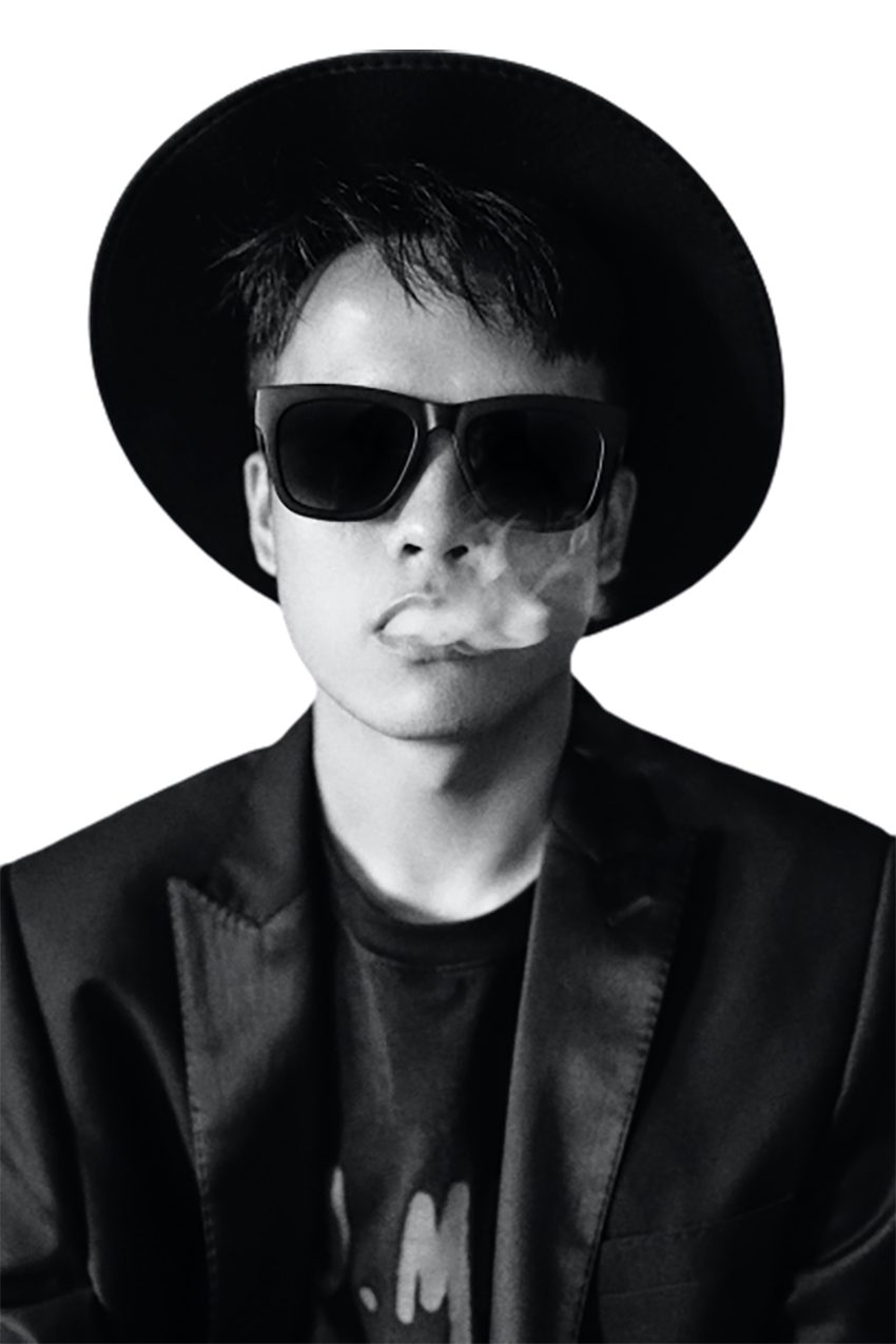 Man smoking, black and white transparent background PNG