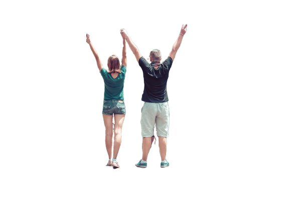 Couple standing and waving the hands Transparent Background PNG
