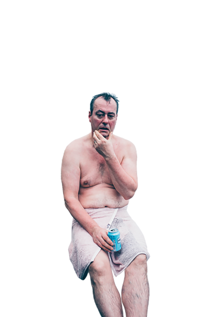 Old man in bare body transparent background PNG