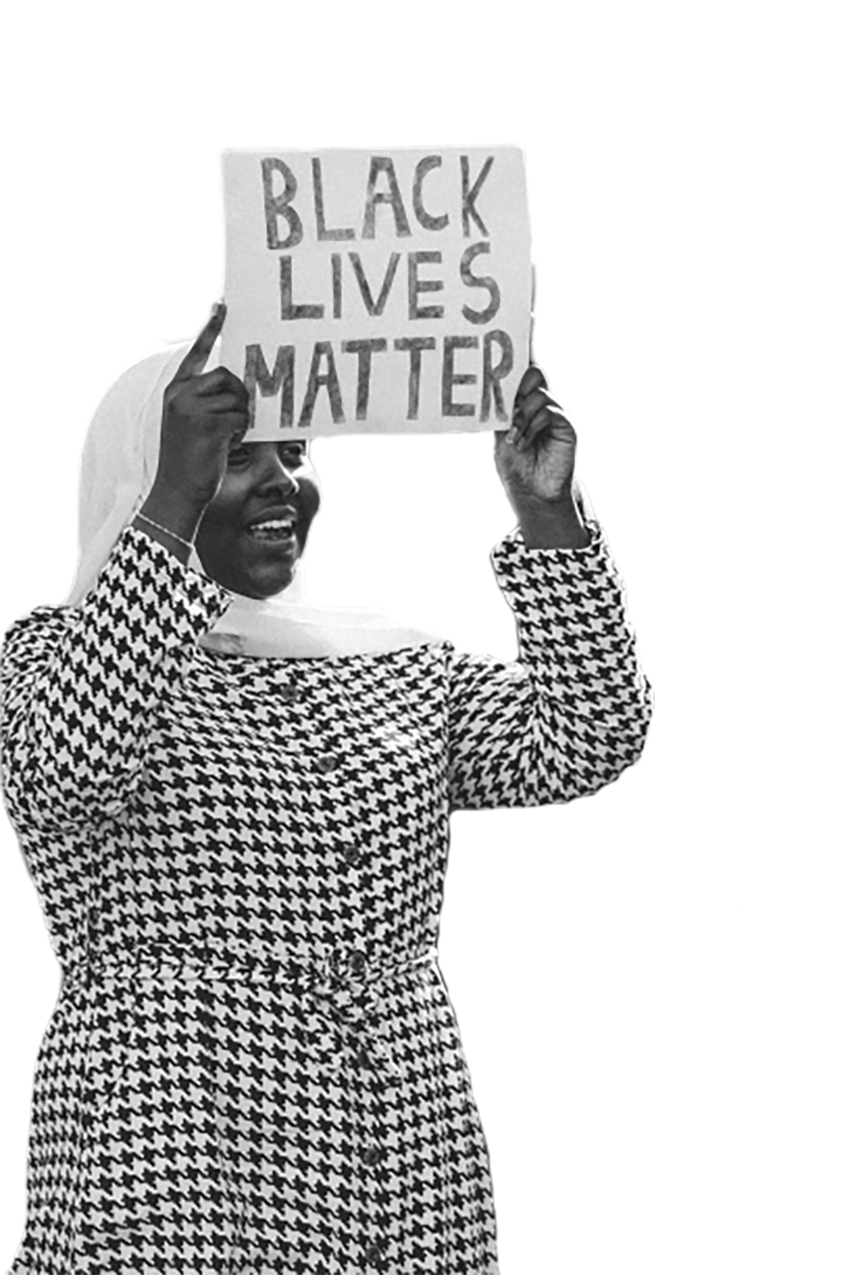 Black woman is doing a protest transparent background PNG 