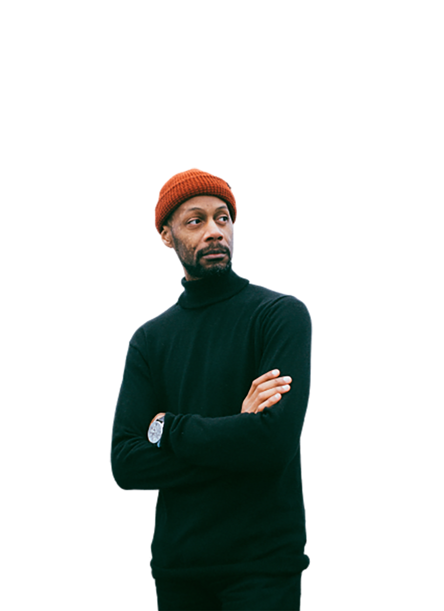 Man with an orange cap transparent background PNG