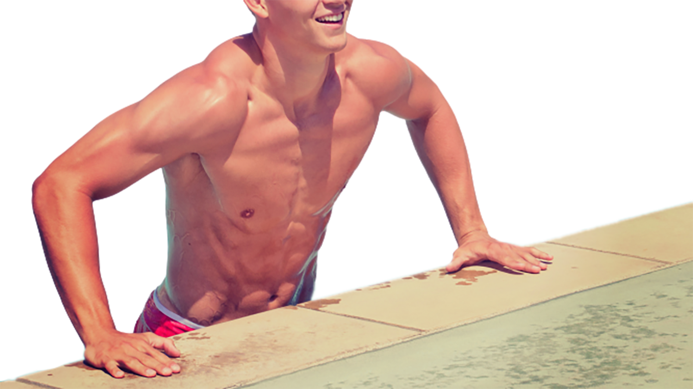 Amusing man in the swimming pool transparent background PNG
