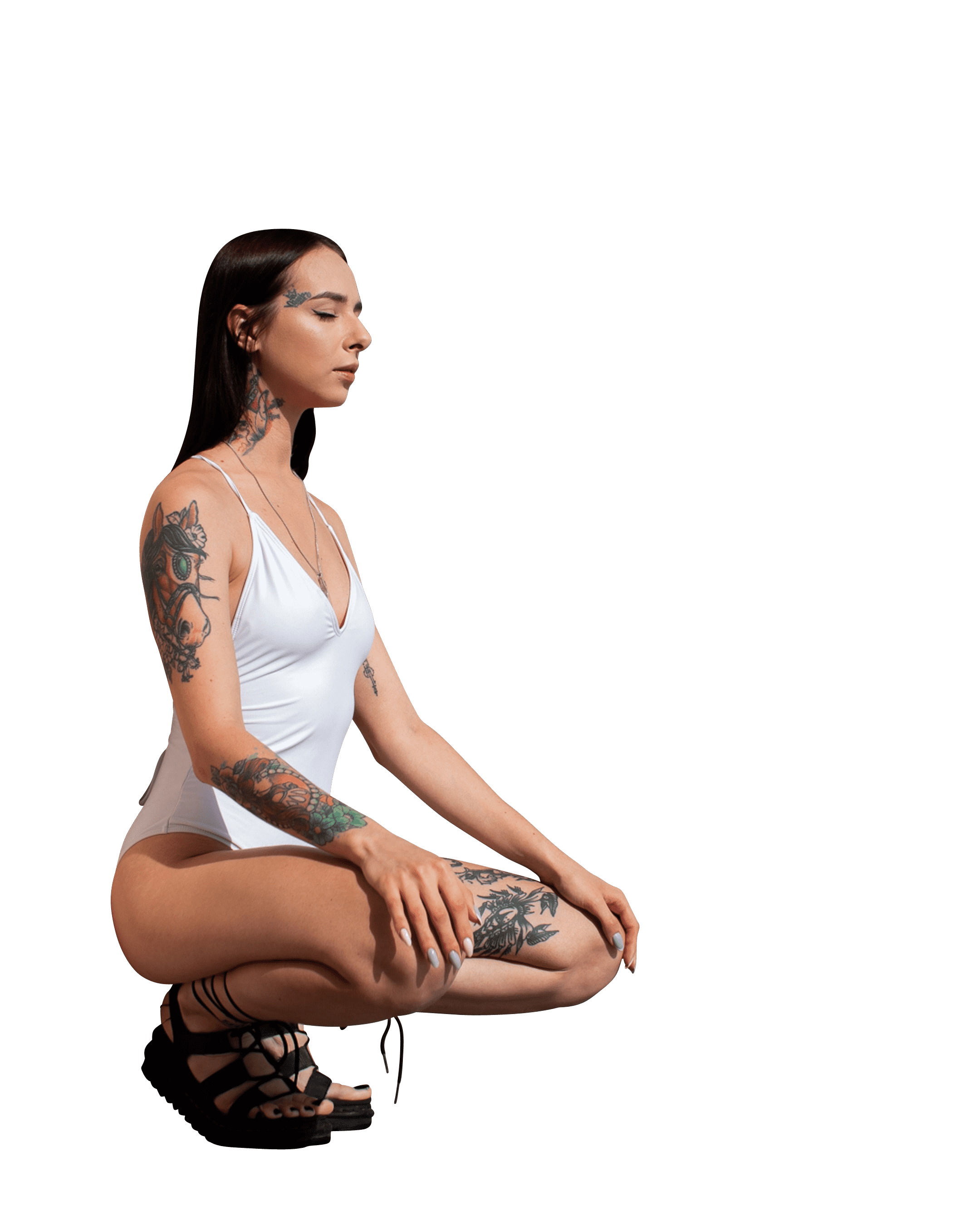 Hot woman sitting knees transparent background.png