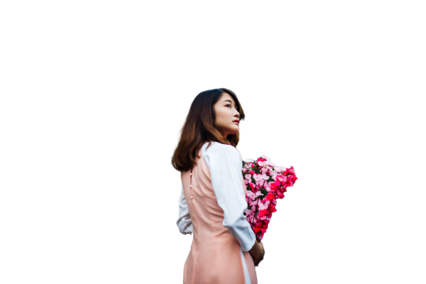 Girl with flower Transparent Background PNG 