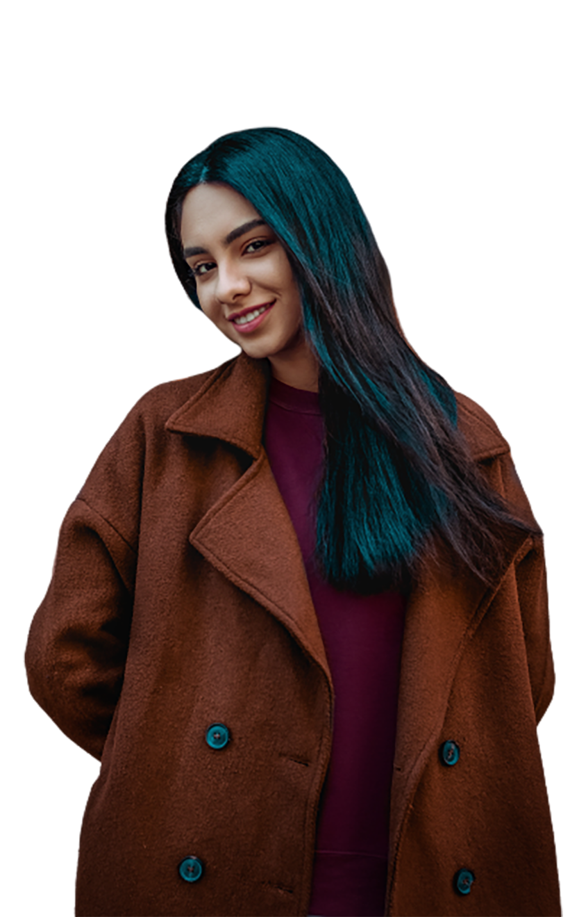 Woman with a brown coat transparent background PNG