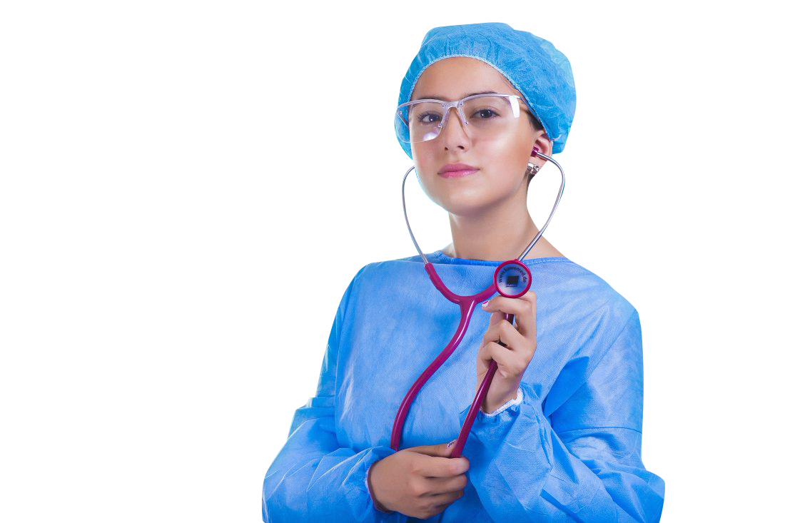 Female Doctor holding stethoscope Transparent Background PNG
