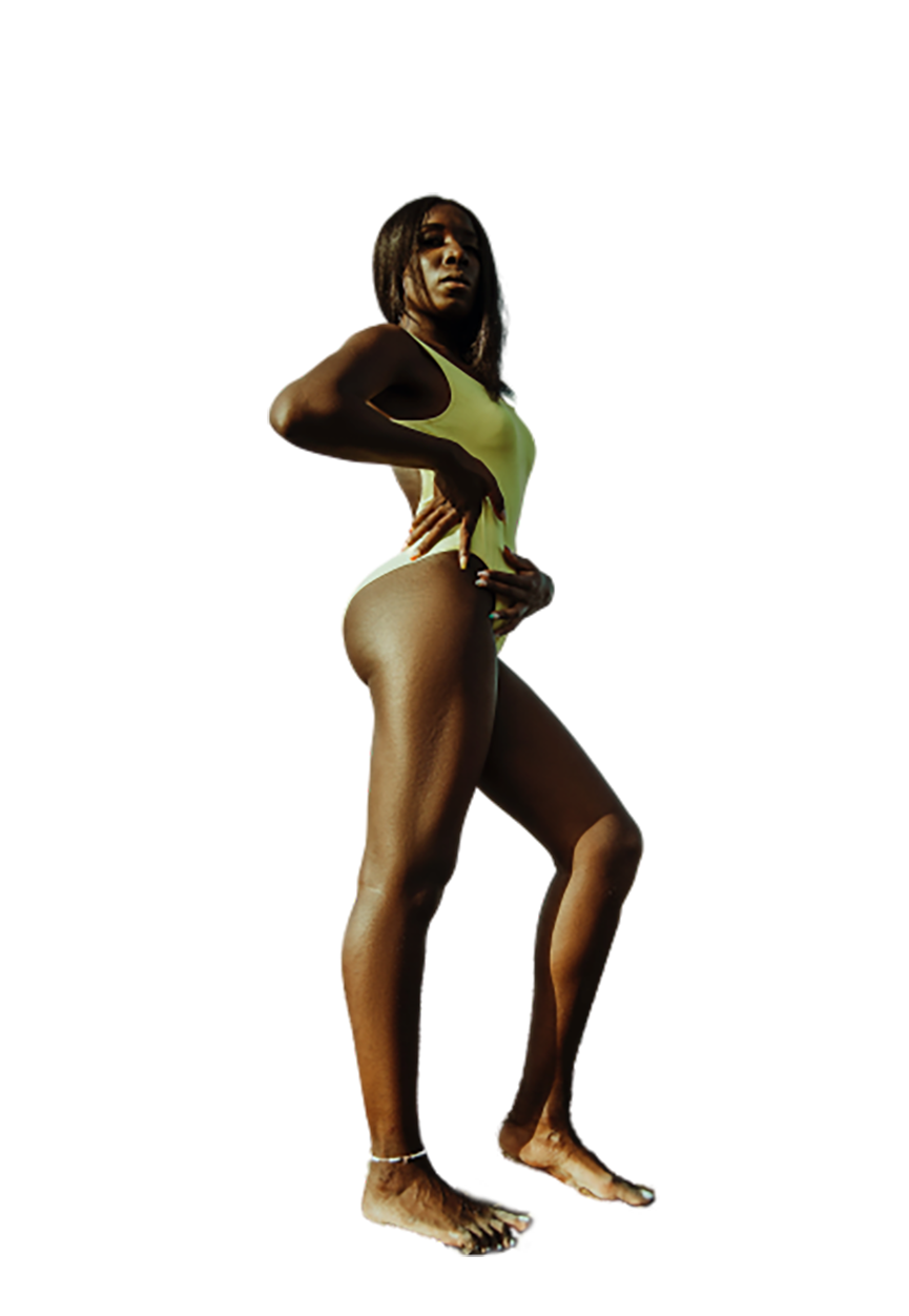 Black women in yellow costume transparent background PNG