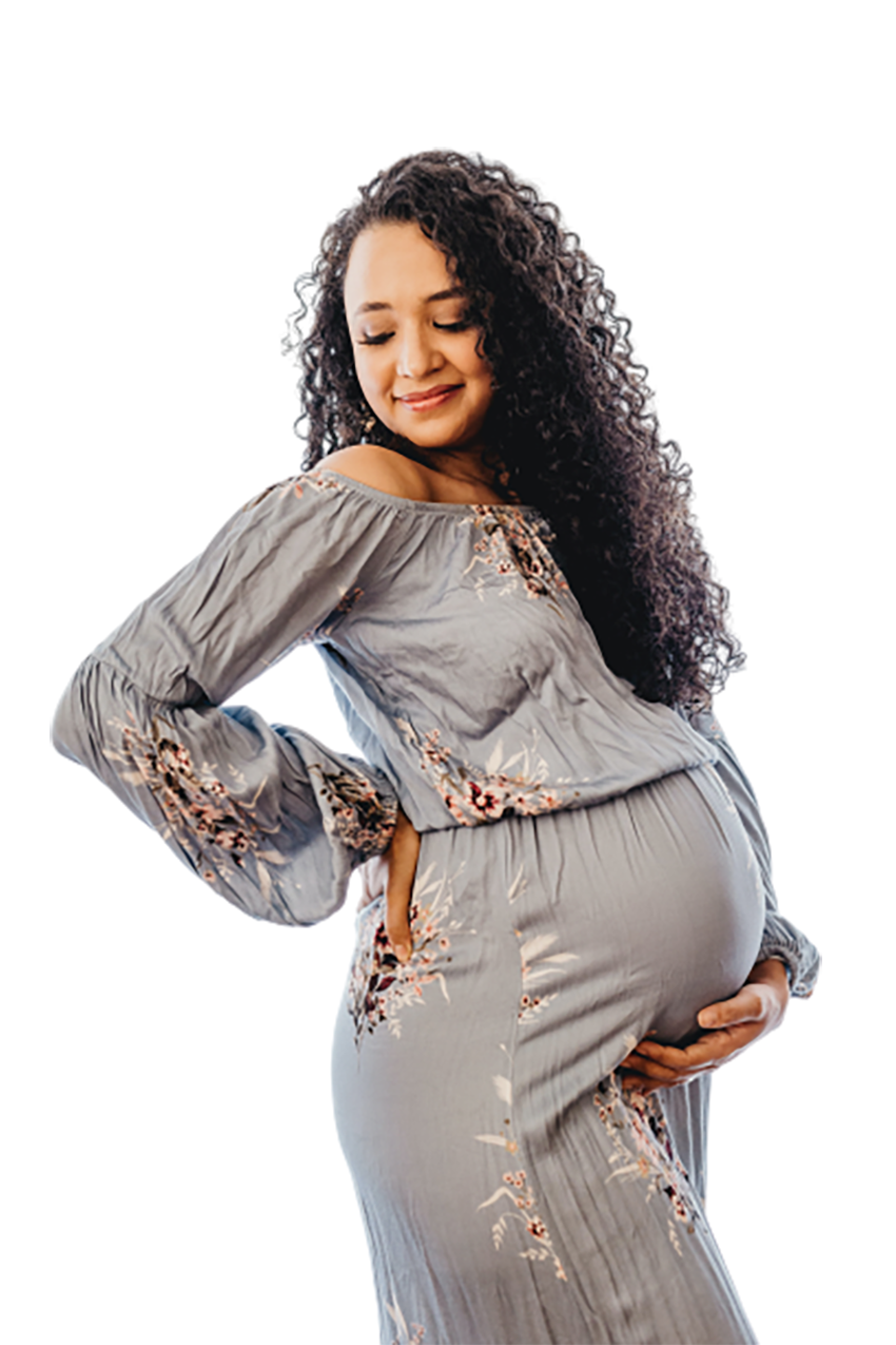 A jolly pregnant woman transparent background PNG