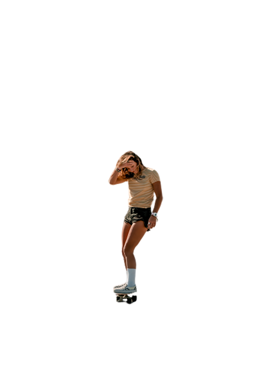 A female skateboarder transparent background PNG
