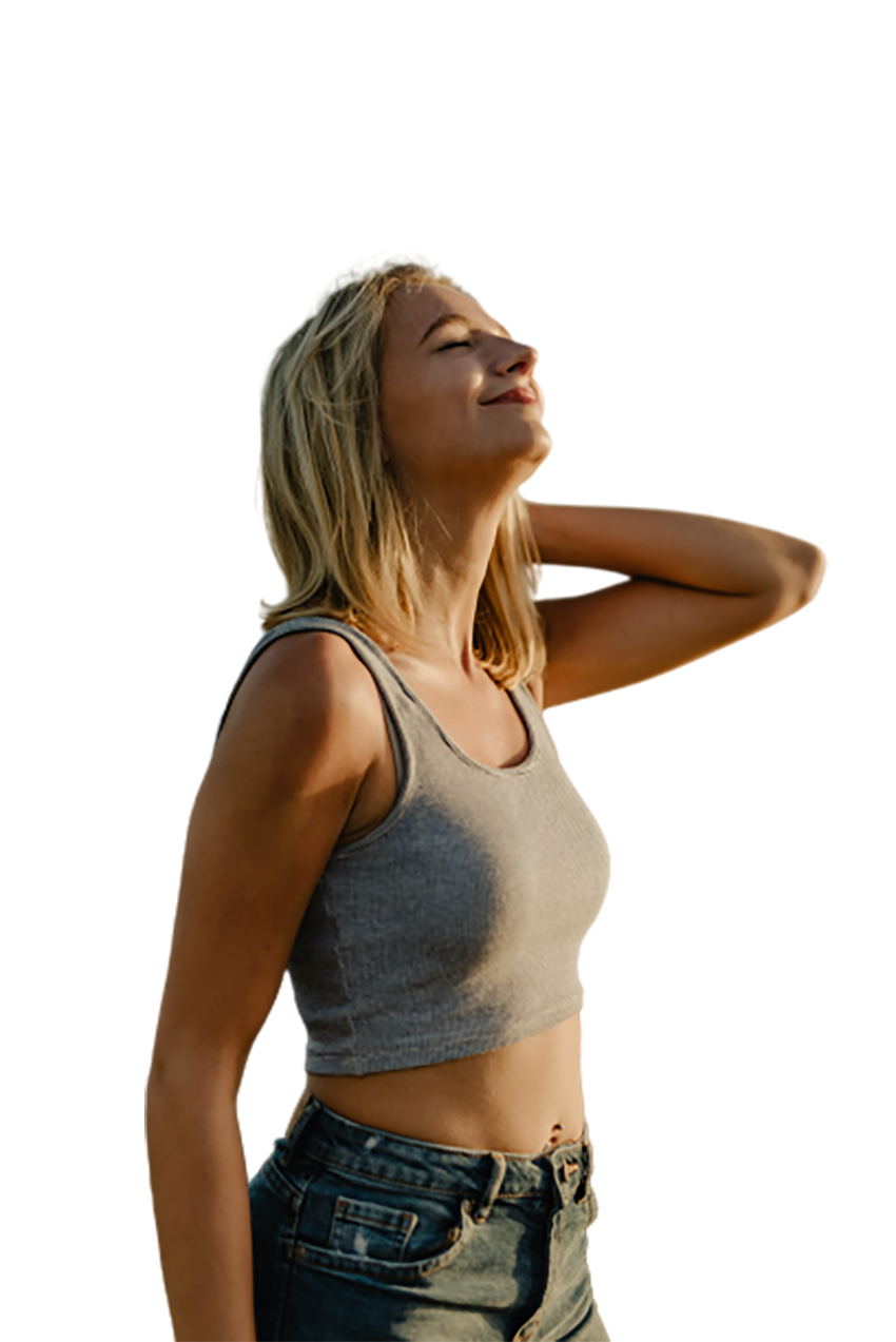 Girl enjoying the summer transparent background PNG