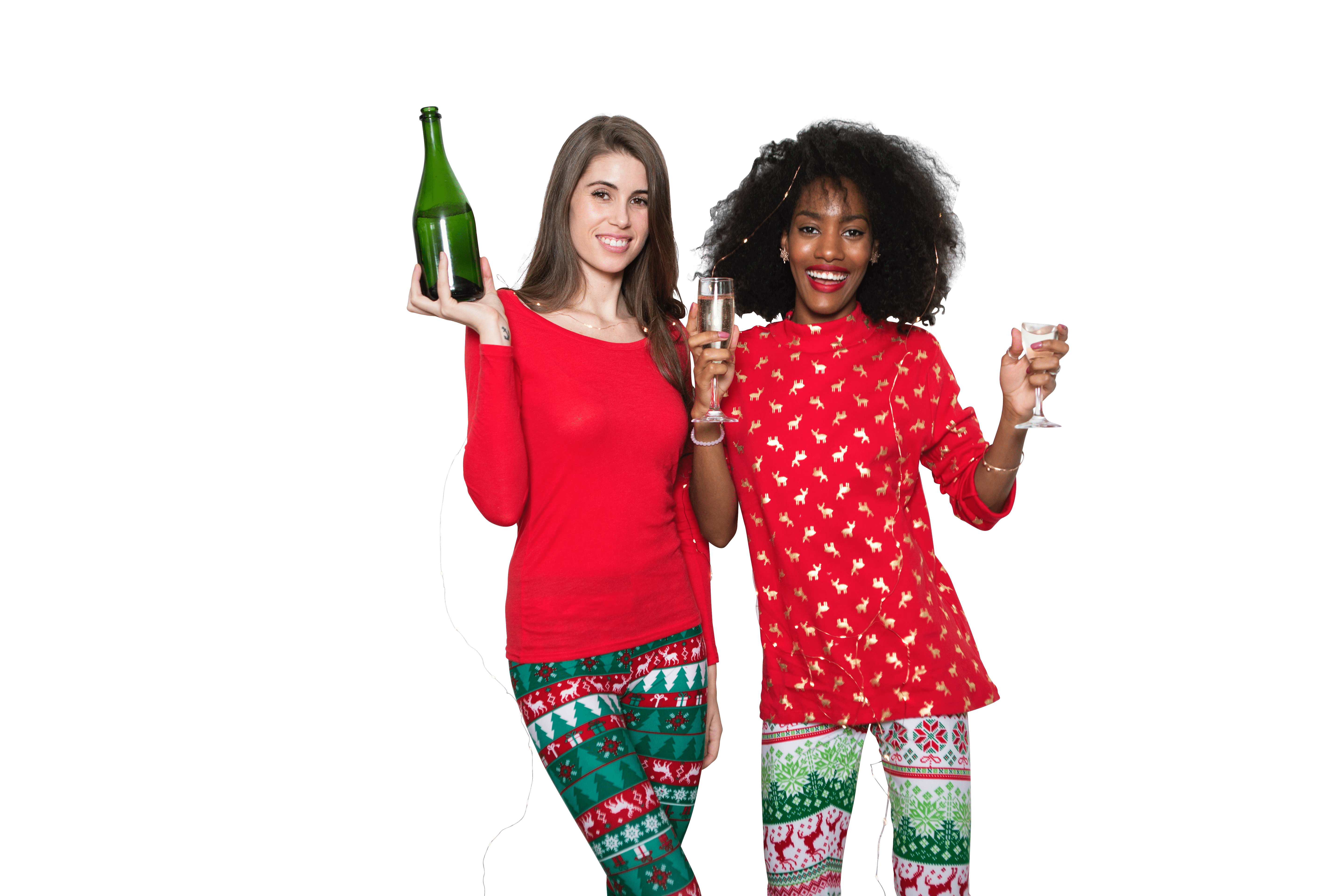 Christmas costumes wearing two black and white girls transparent background.png