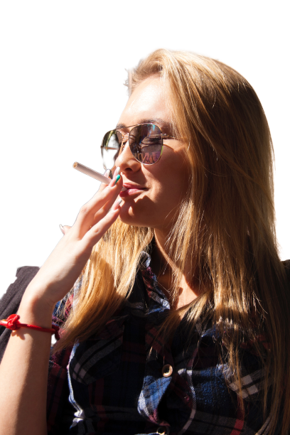 Beautiful model smoking Transparent Background PNG  