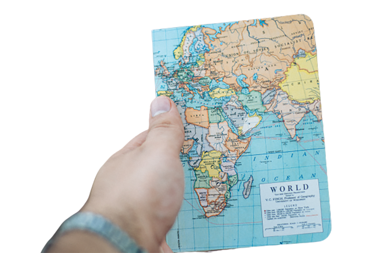 World map in hand transparent background PNG