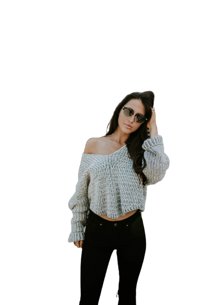 Girl wearing winter shirts front Transparent Background PNG   