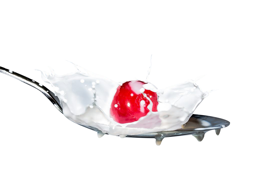 Cherry drop in Milk Transparent Background PNG