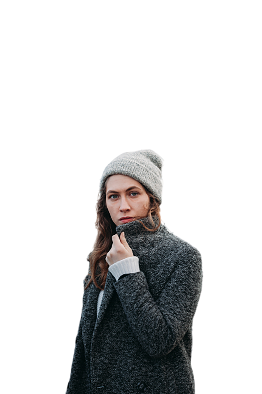 Woman in winter dress transparent background PNG