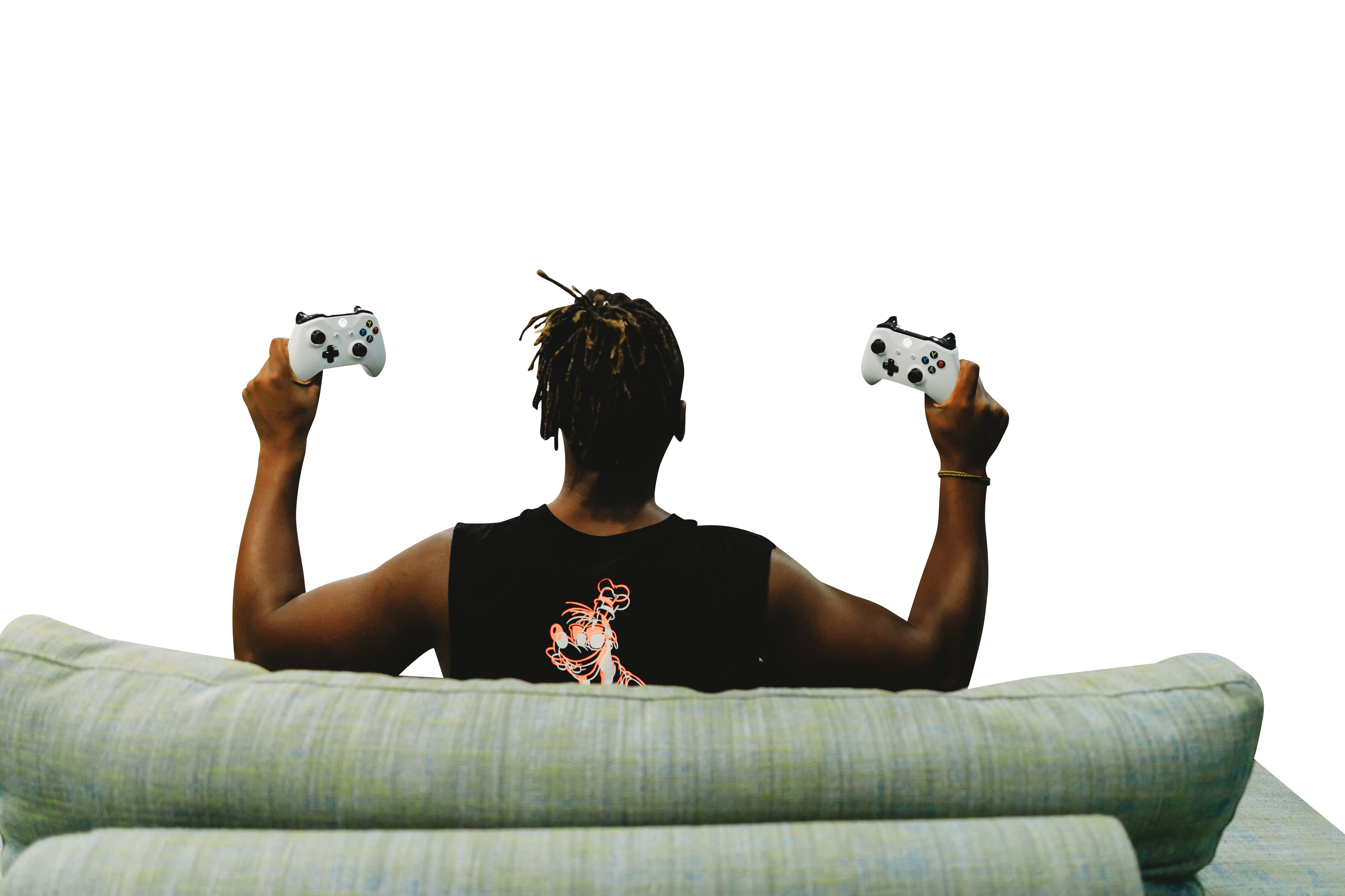 Man playing video games Transparent Background PNG