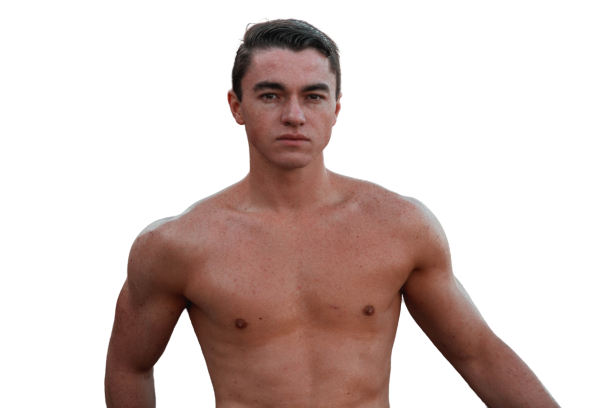 Handsome boy in bare body transparent background PNG