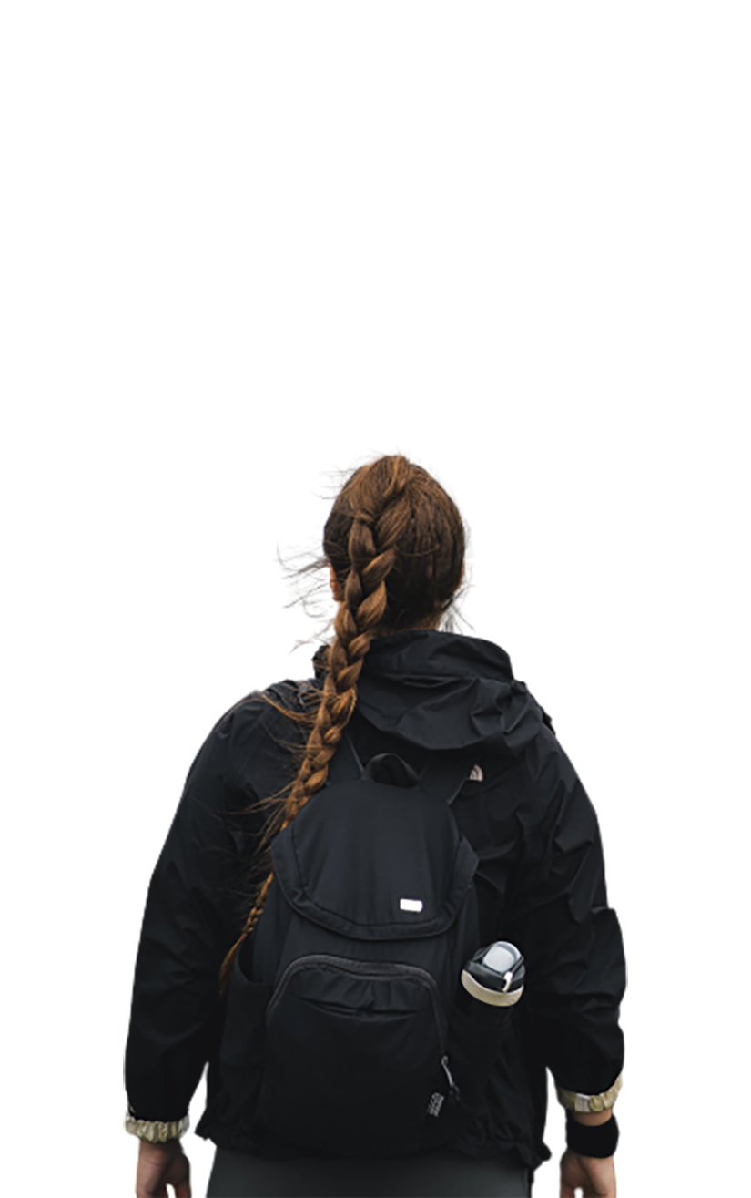 Brown haired girl, back view transparent background PNG