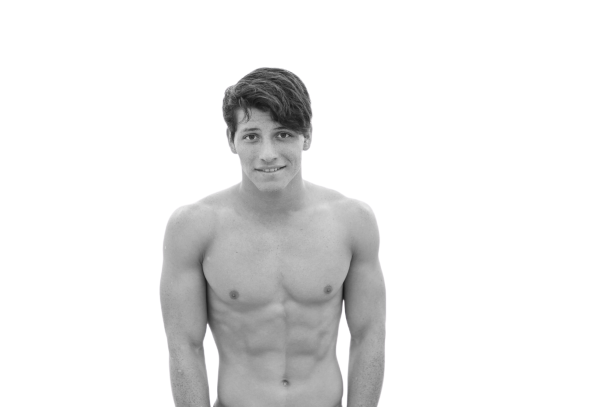 Smiling man in bare body transparent background PNG