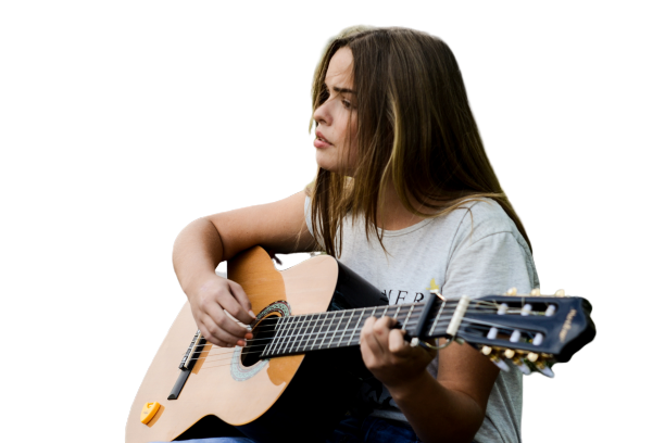 Girl with guitar transparent background PNG 