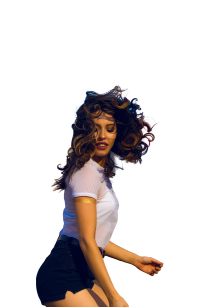 Girl with white shirt and blue bottom shorts Transparent Background PNG