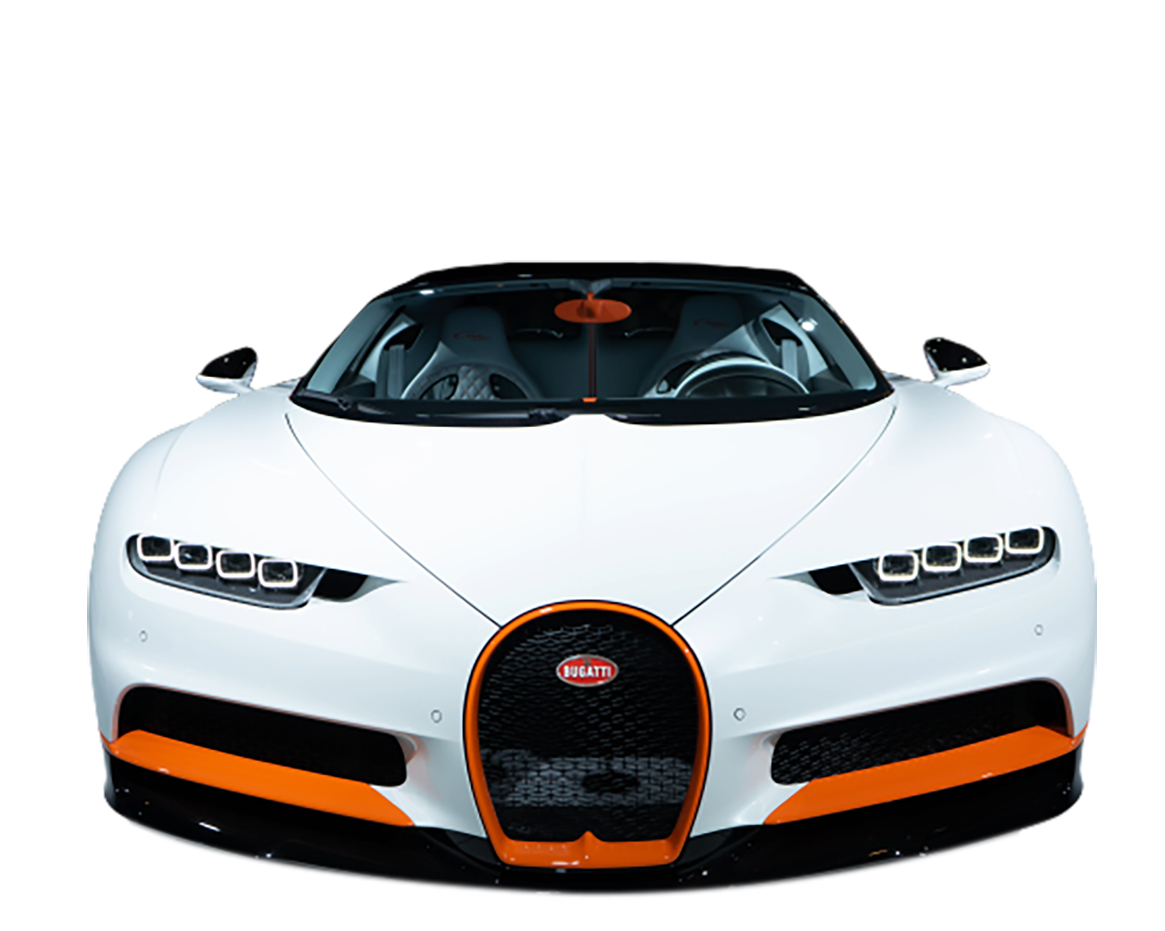White Bugatti Car transparent background PNG