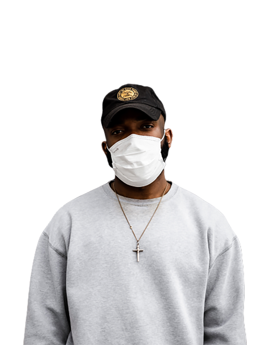 Man with a white mask transparent background PNG