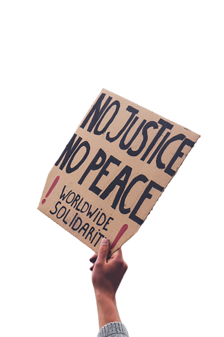 A person with a poster in a protest transparent background PNG 