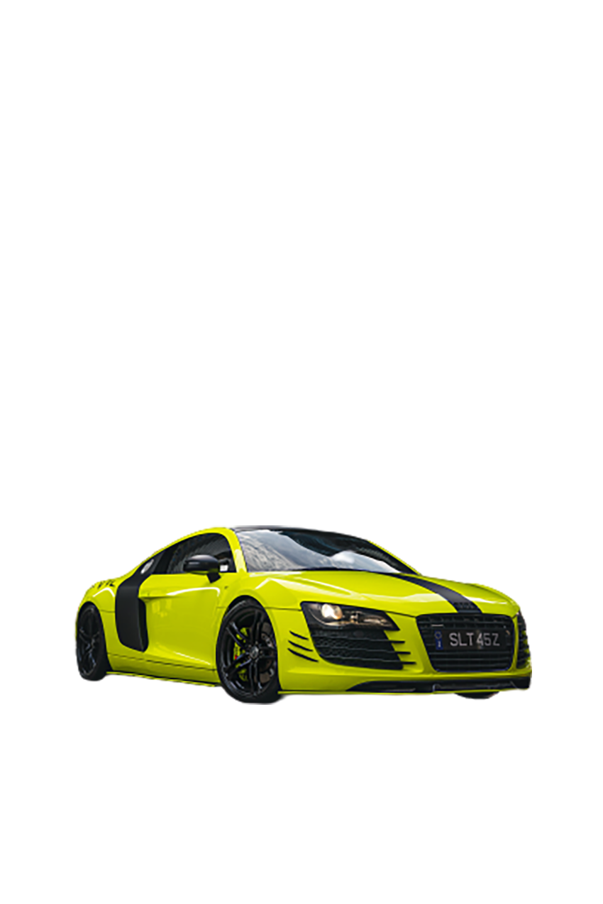 Green-black colored Audi car transparent background PNG