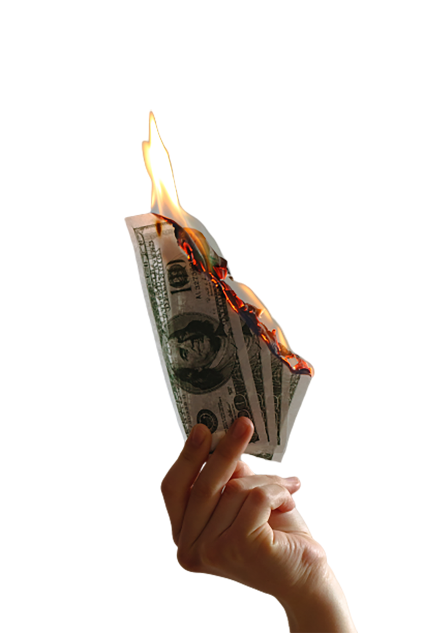 Burning money transparent background PNG